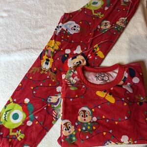 Disney Red Holiday Character Kids Pajama Set